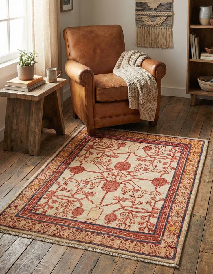 Detail image of  3' 5 x 4' 4  Hand Knotted Balouch Wool Rug