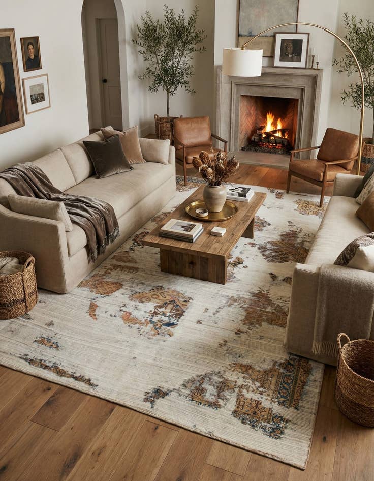 Detail image of 6' 3 x 9'  Hand Knotted Ultra Vintage Persian Wool Rug