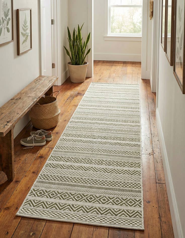 Detail image of 2' x 6' Easy-Clean Striped Indoor / Outdoor Runner Rug