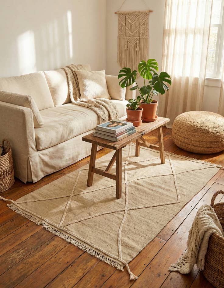 Detail image of  3' 5 x 4' 8  Hand Knotted Moroccan Wool Rug