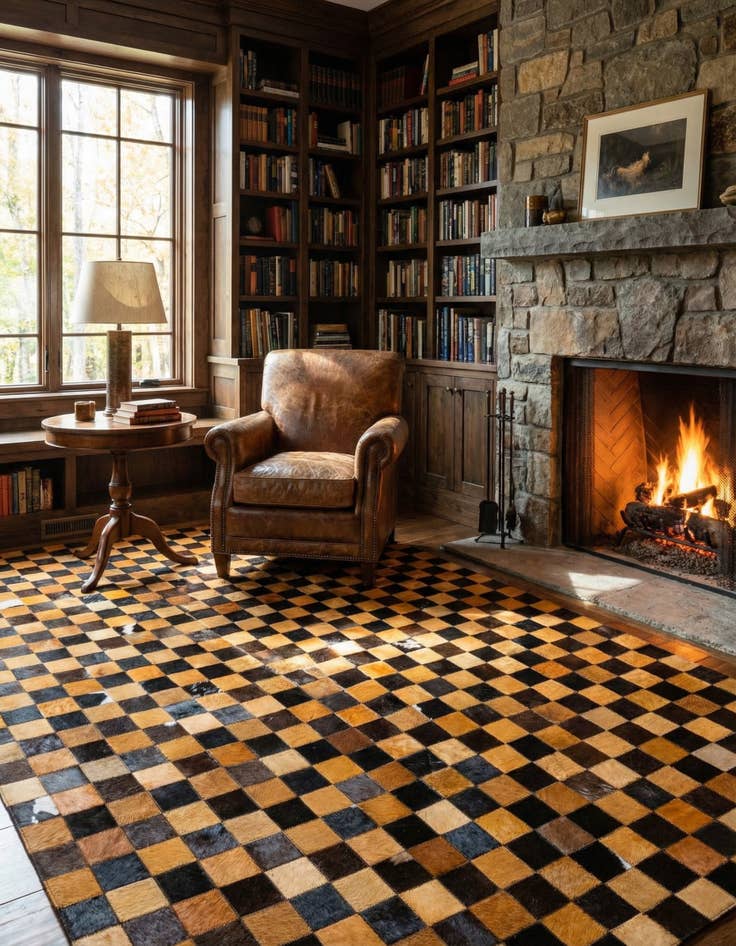 Detail image of  5' 2 x 8' Cowhide - Patchwork Rug