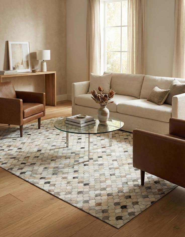 Detail image of  5' 1 x 8' Cowhide Leather Rug