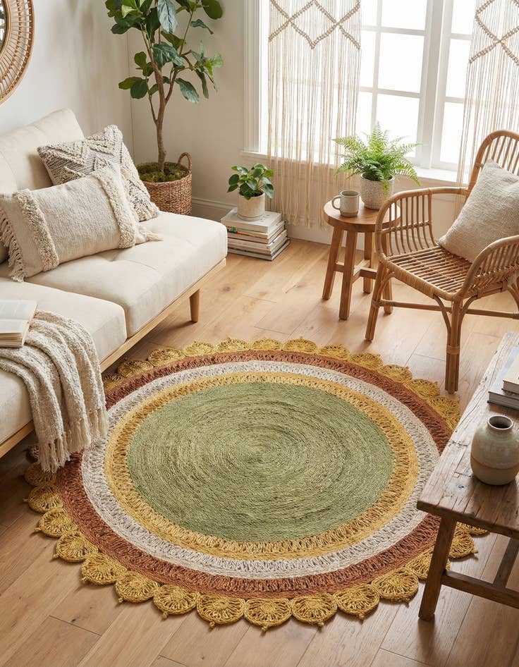 Detail image of 7' 10 x 7' 10  Hand Braided Jute Round Rug