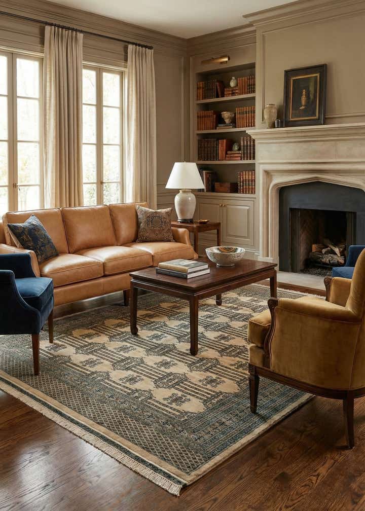 7' 4 x 9' 9 Hand Knotted Bokhara Oriental Wool Rug
