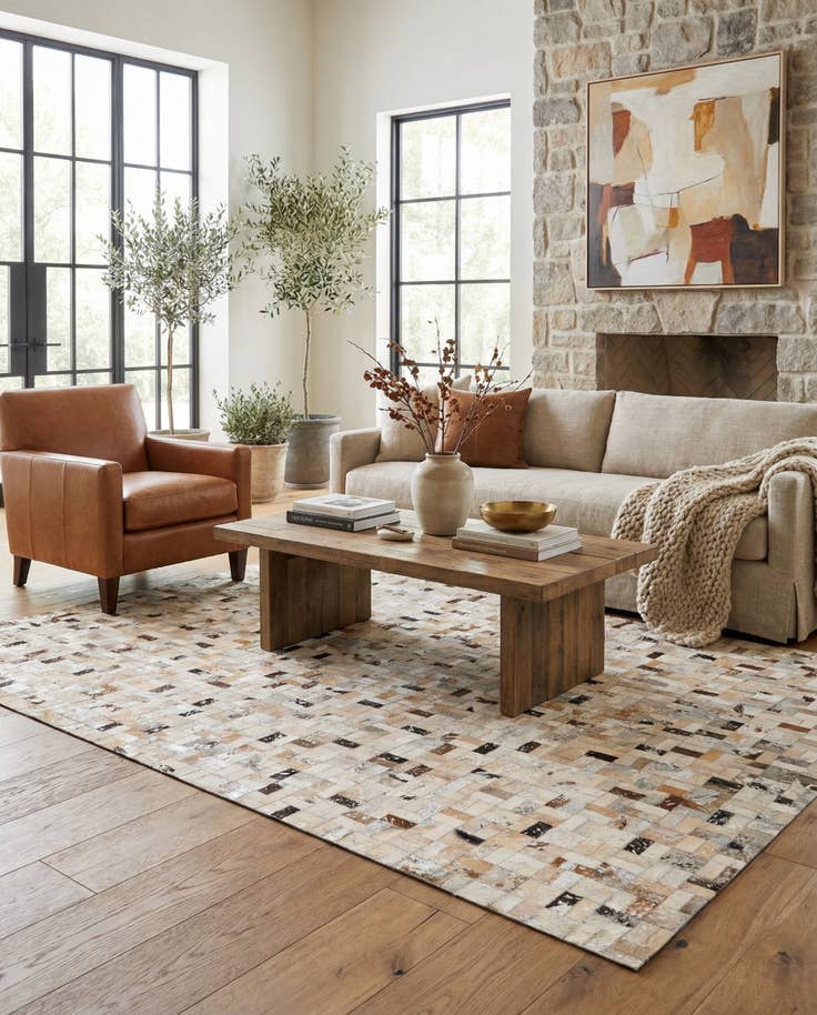 Detail image of 5' 3 x 7' 5 Cowhide Stocks Rug