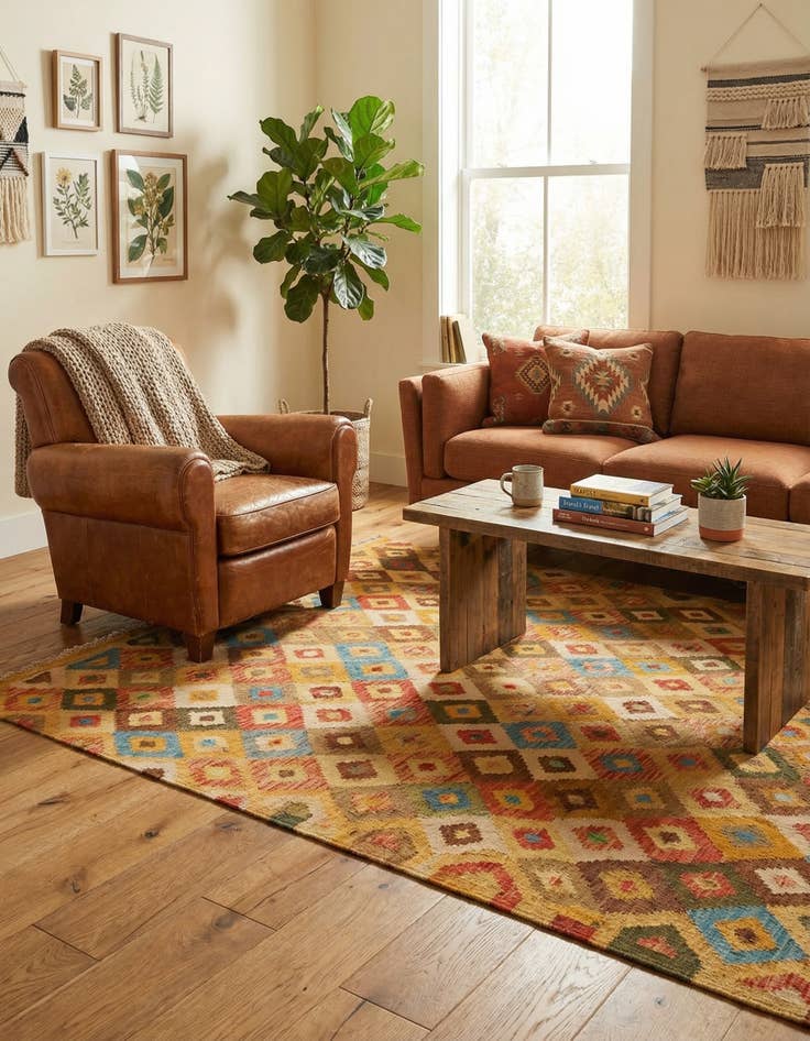 Detail image of 5' x 6' 5  Hand Woven Kilim Maymana Wool Rug