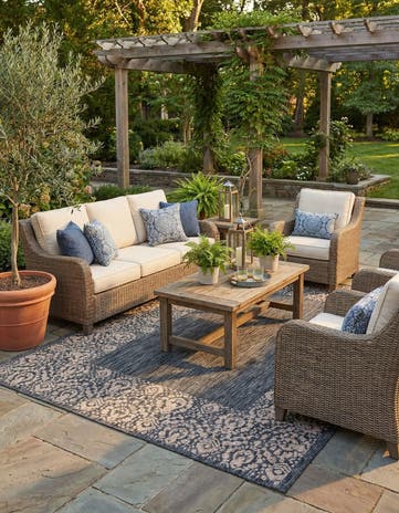 Charcoal Gray Easy-Clean Border Indoor / Outdoor Rug