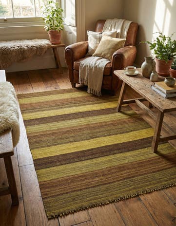 4' 1 x 5' 8 Hand Woven Kilim Afghan Wool Rug