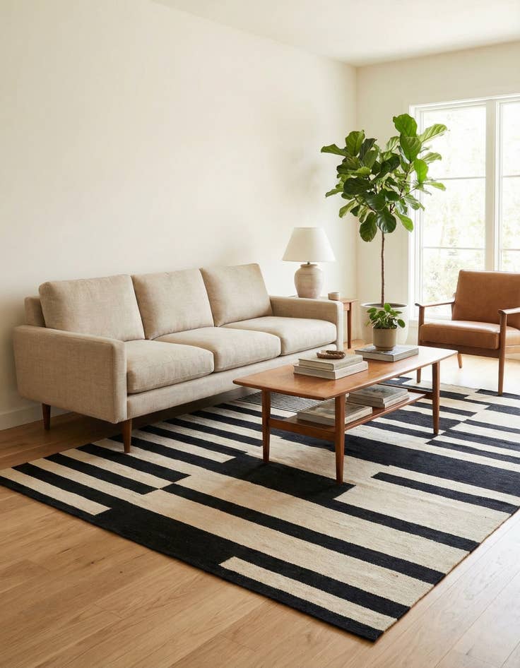 Detail image of 5' 1 x 6' 9  Hand Woven Kilim Modern Wool Rug