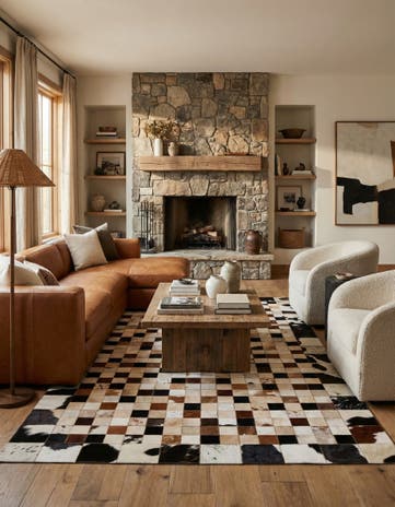 5' x 8' Cowhide Leather Rug