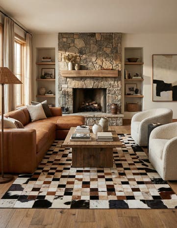 5' x 8' Cowhide Leather Rug