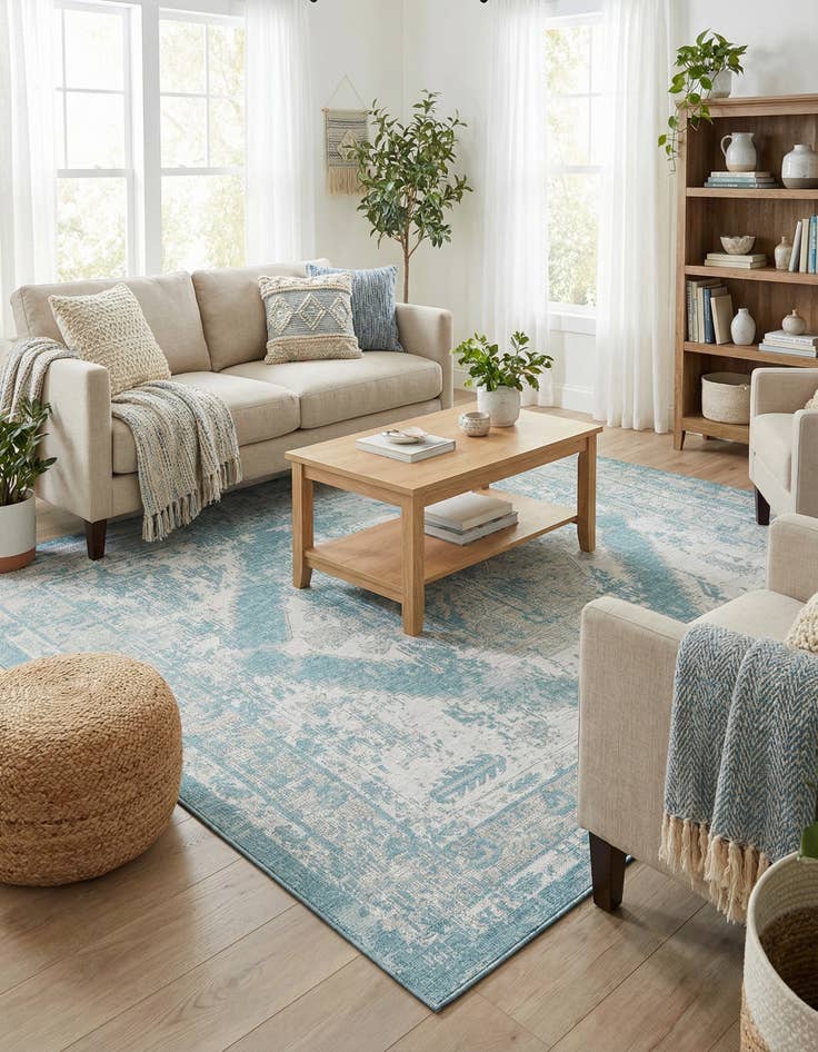 Detail image of 10' x 10'  Washable Traditional Indoor / Outdoor Square Rug