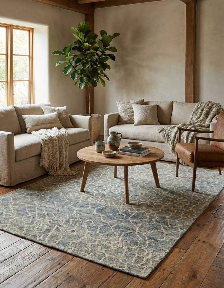 Detail image of 5' 6 x 8'  Hand Knotted Moroccan Wool Rug