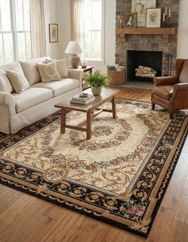 Detail image of 7' 10 x 10'  Washable Traditional Indoor / Outdoor Rug
