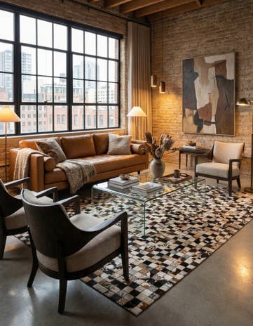 5' x 8' Cowhide Leather Rug