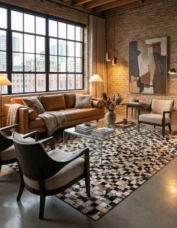 5' x 8' Cowhide Leather Rug