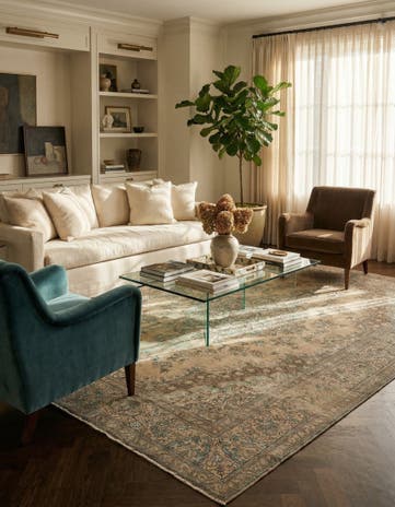 9' 8 x 12' 7 Hand Knotted Ultra Vintage Persian Wool Rug