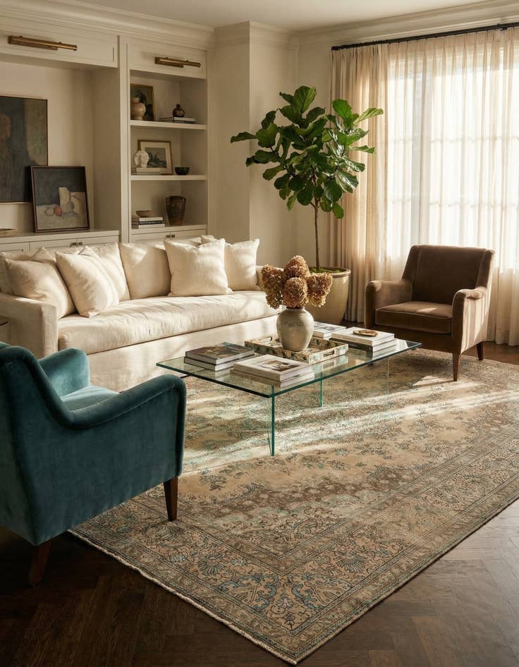 Detail image of  9' 8 x 12' 7  Hand Knotted Ultra Vintage Persian Wool Rug