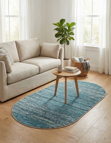 Blue Oasis Oval Rug