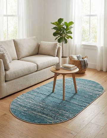 Blue Oasis Oval Rug