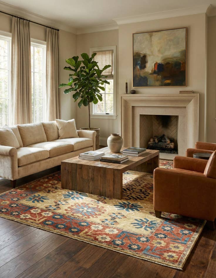 Detail image of 6' 8 x 10'  Hand Knotted Kazak Wool Rug