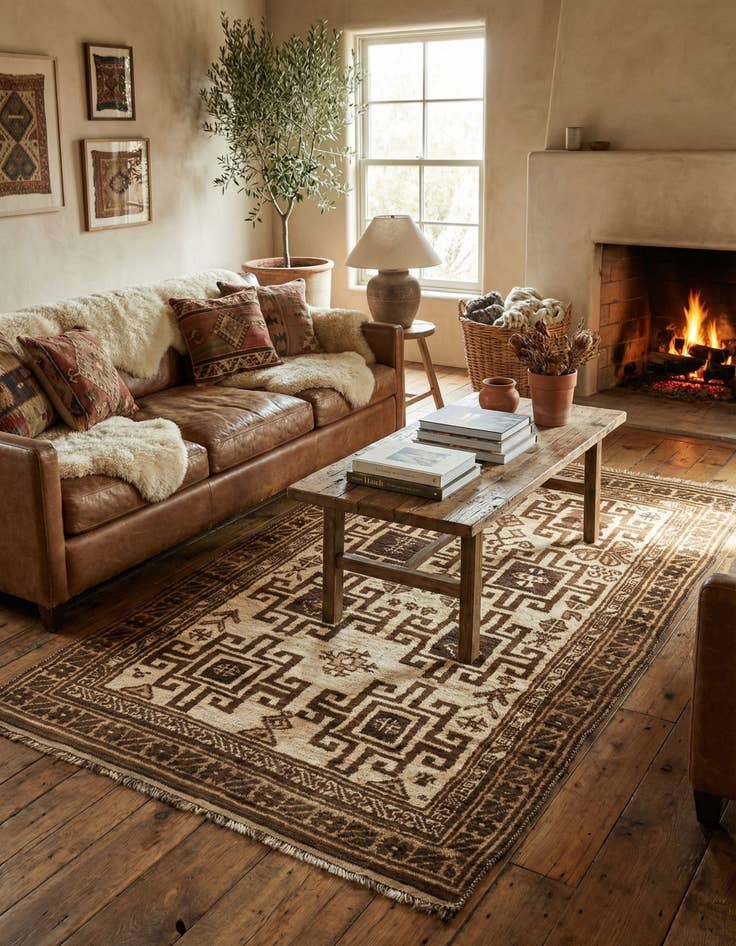 Detail image of 4' 10 x 9'  Hand Knotted Balouch Wool Rug