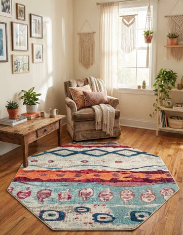 Washable Vivid Octagon Rug