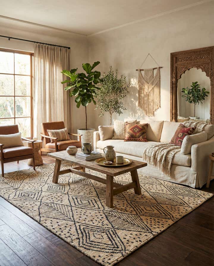 5' 9 x 7' 5 Hand Knotted Moroccan Wool Rug