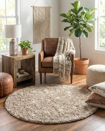  3' x 3' Moroccan Trellis Shag Round Rug