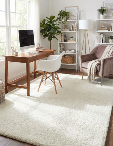 White Soft Solid Shag Rug