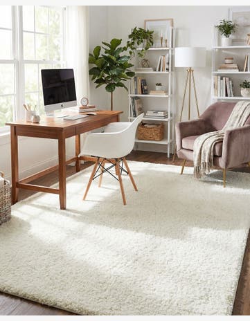 White Soft Solid Shag Rug