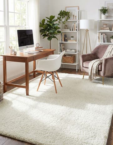 White Soft Solid Shag Rug