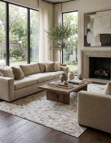 7' 9 x 9' 8 Cowhide Leather Rug