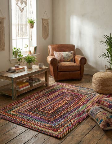 4' 1 x 6' 1 Handmade Braided Chindi Rug