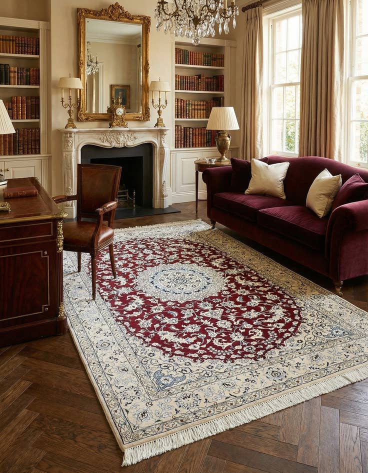 Detail image of 5' 1 x 7' 9 Hand Knotted Nain Persian Rug