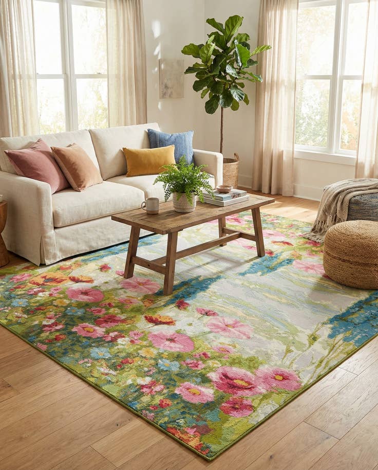 Detail image of 8' x 10' Easy-Clean Botanical Indoor / Outdoor Rug