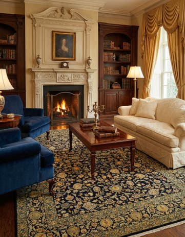 7' 9 x 11' 10 Hand Knotted Kashan Persian Wool Rug