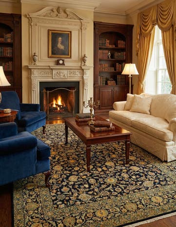 7' 9 x 11' 10 Hand Knotted Kashan Persian Wool Rug