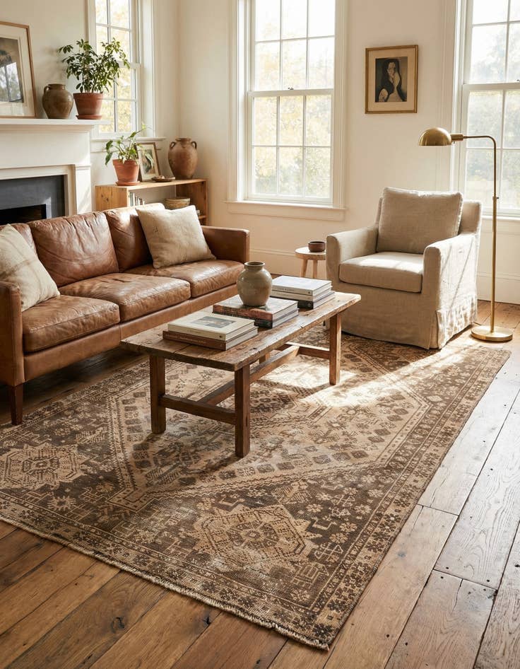 Detail image of 4' 4 x 6' 3  Hand Knotted Ultra Vintage Persian Wool Rug