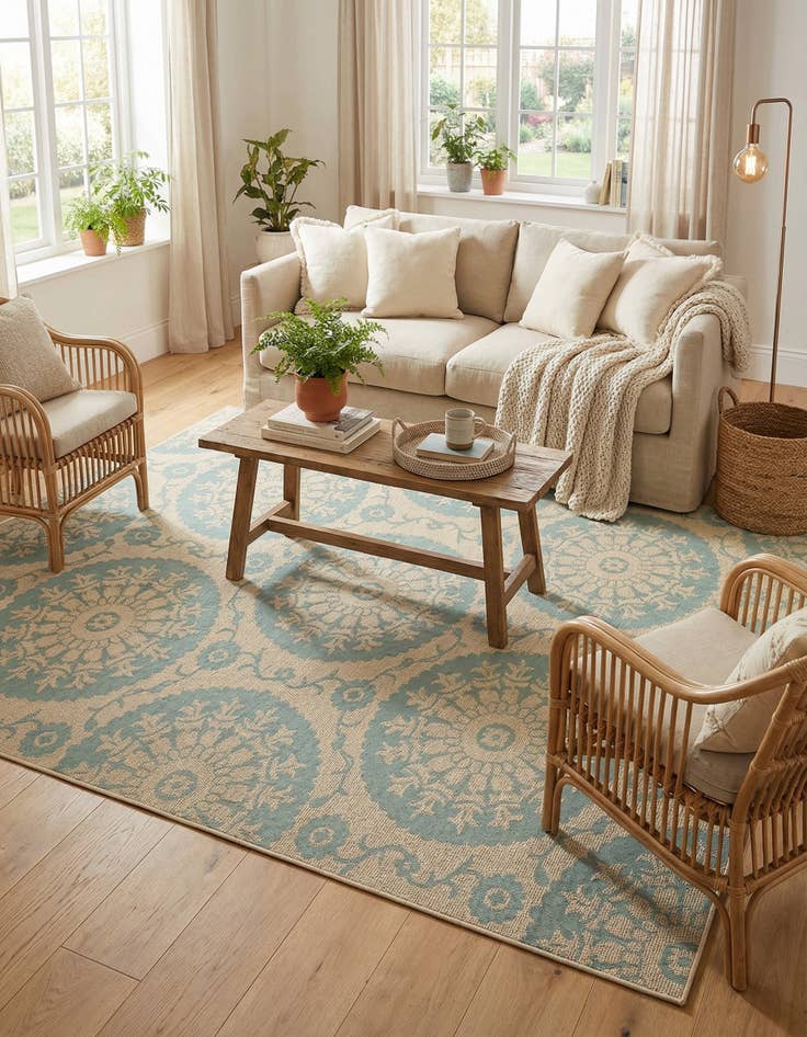 Detail image of 8' x 11' 4 Easy-Clean Botanical Indoor / Outdoor Rug