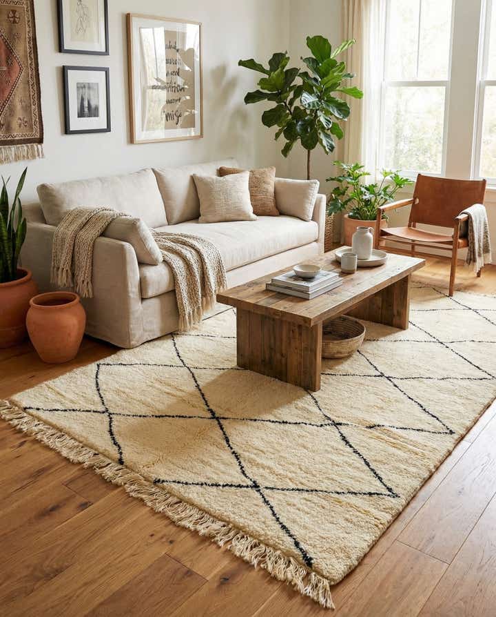 5' 2 x 8' 6 Hand Knotted Moroccan Wool Rug