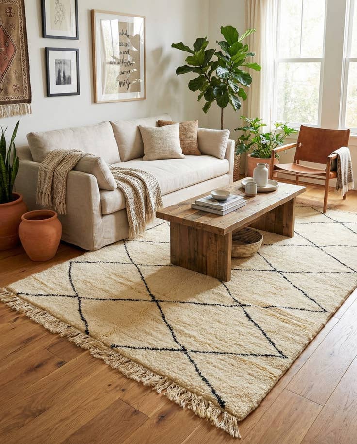 Detail image of 5' 2 x 8' 6 Hand Knotted Moroccan Wool Rug