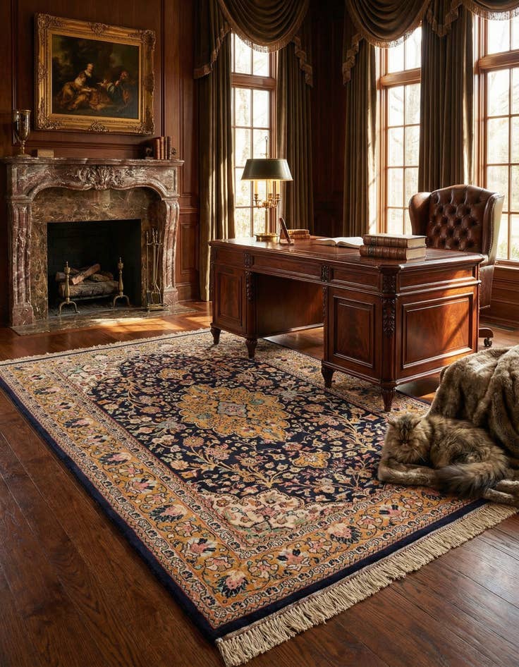 Detail image of  4' 4 x 6' 7  Hand Knotted Kashmir Oriental Wool Rug