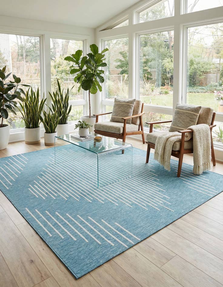 Detail image of  10' 8 x 10' 8  Washable Modern Indoor / Outdoor Square Rug