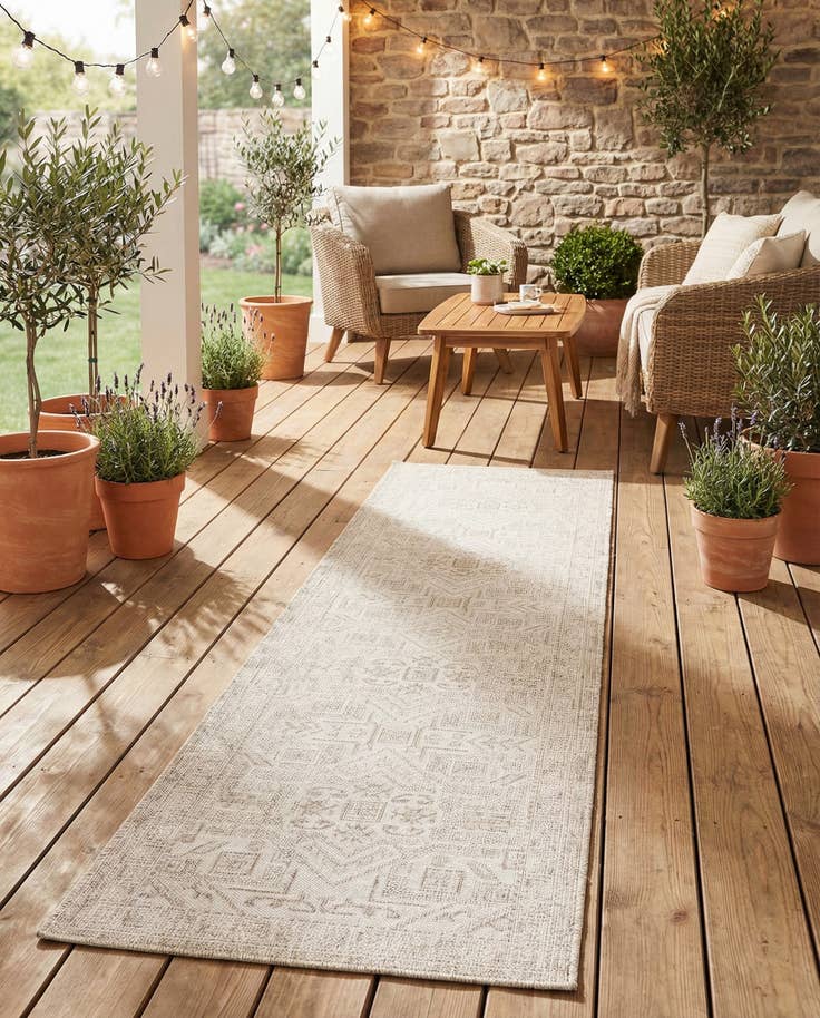 Detail image of 2' 7 x 12' Easy-Clean Aztec Indoor / Outdoor Runner Rug