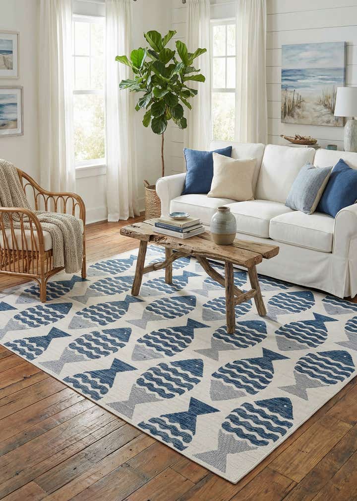 7' 10 x 10' Easy-Clean Coastal Indoor / Outdoor Rug