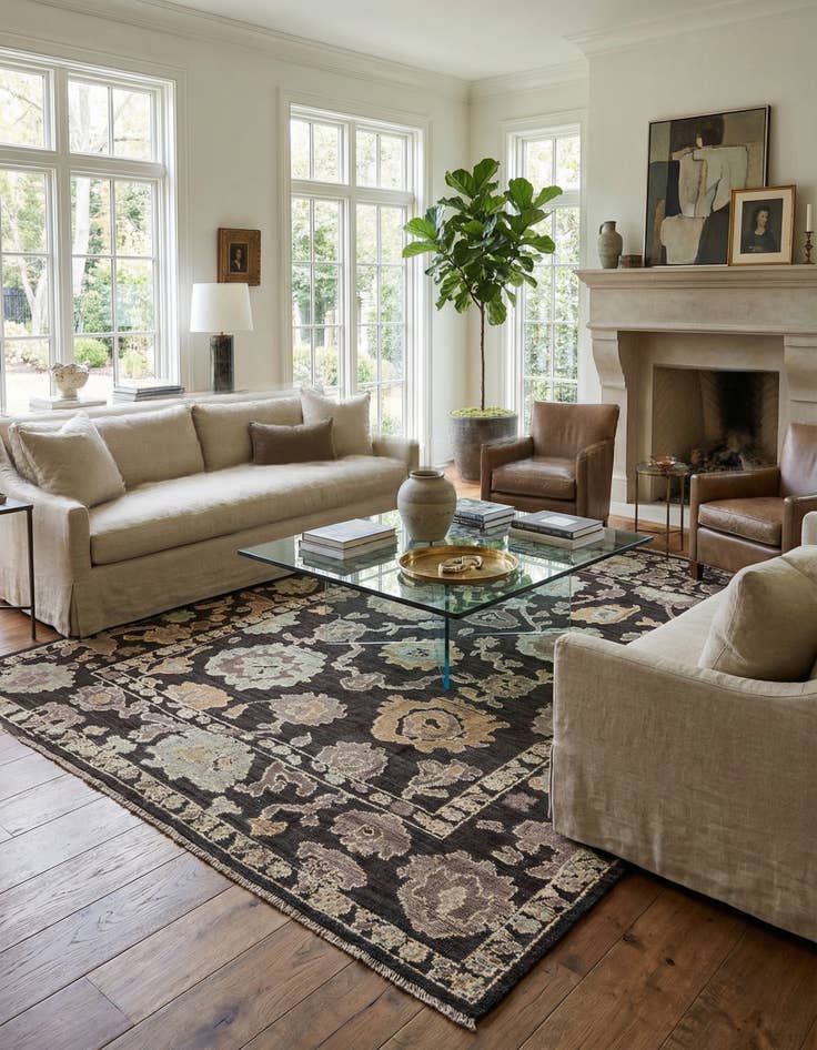 Detail image of 9' 6 x 12' 1  Hand Knotted Oushak Wool Rug