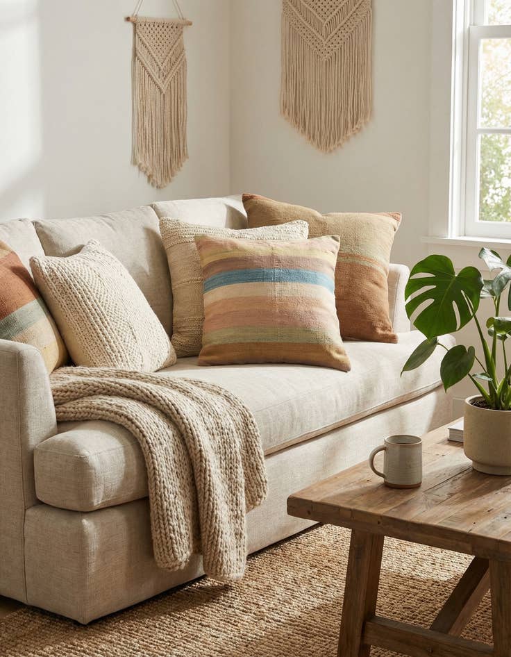 Detail image of  2' 5 x 2' 6  Hand Woven Pillow Wool Square Rug