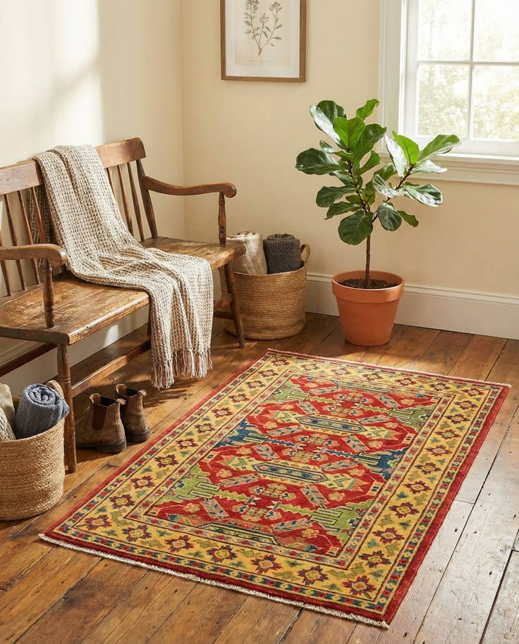 Detail image of 2' 8 x 3' 11 Hand Knotted Kazak Rug