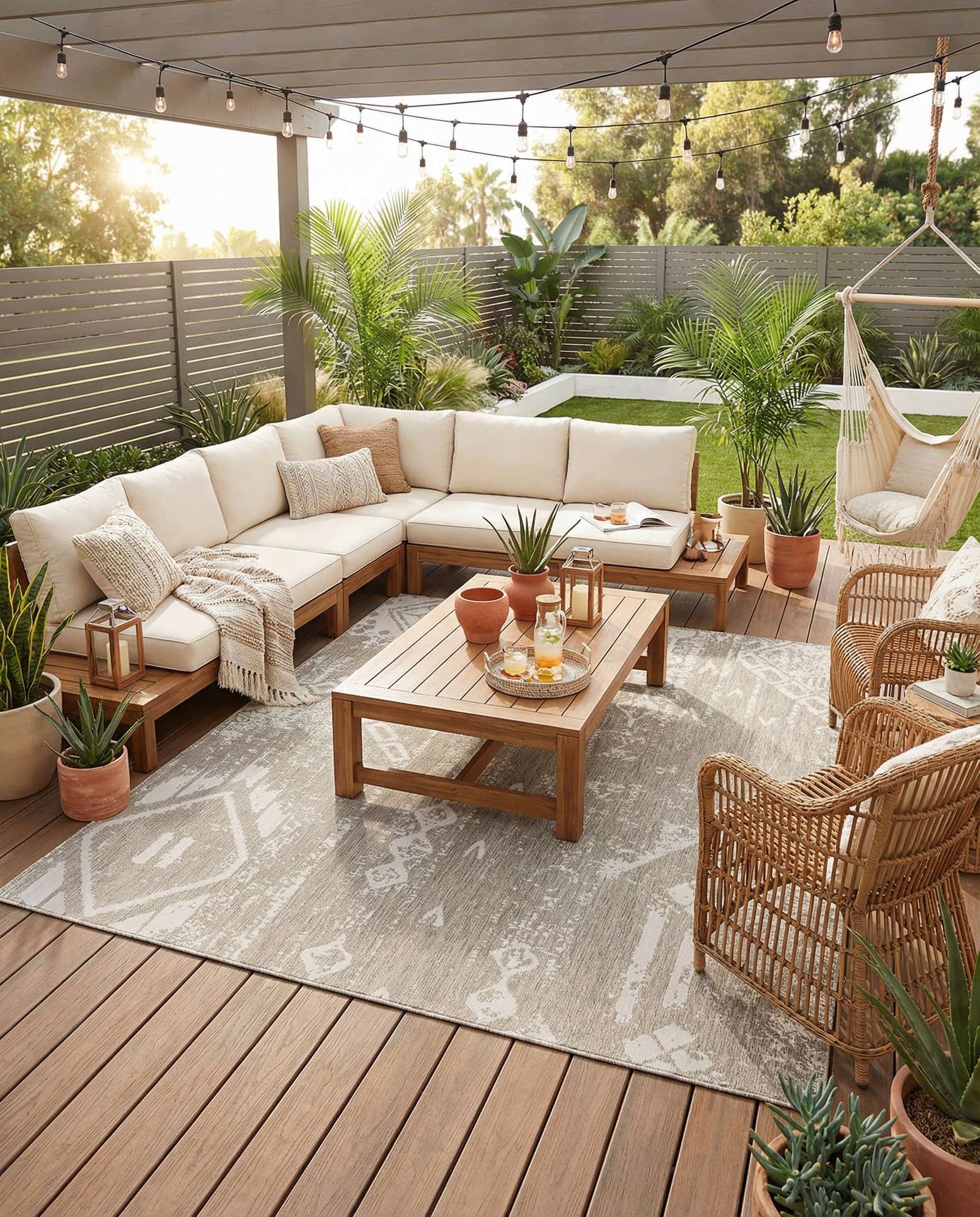 10' 8 x 10' 8 Easy-Clean Bohemian Indoor / Outdoor Square Rug